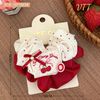 Buộc Scrunchies in gấu cherry đỏ trắng