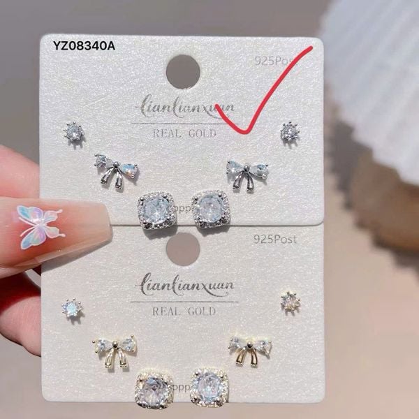 Set 3 đôi khuyên tai bạc 925