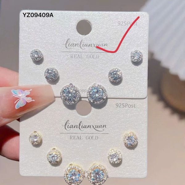 Set 3 đôi khuyên tai bạc 925