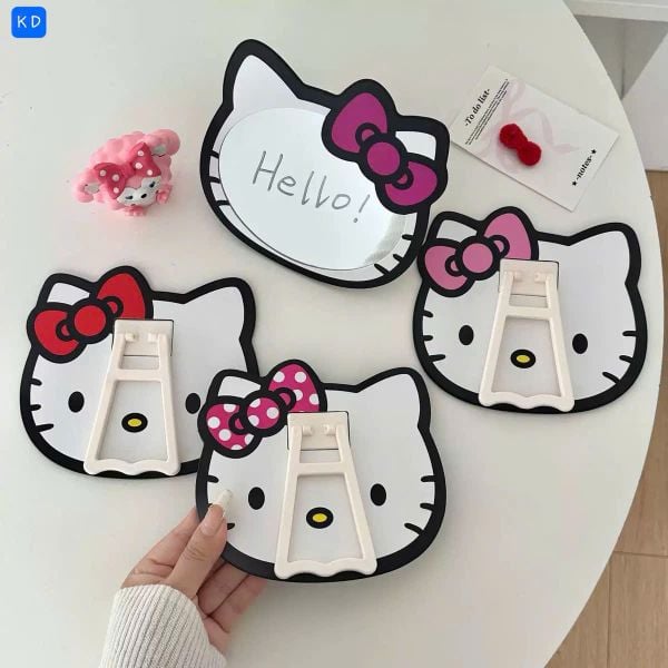 Gương để bàn kitty nơ ( kèm hộp đựng)