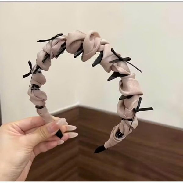 Xược lụa thắt nơ đen - hồng