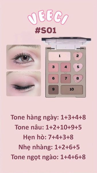 VEECCI Bảng Phấn Mắt 10 Ô #S01
