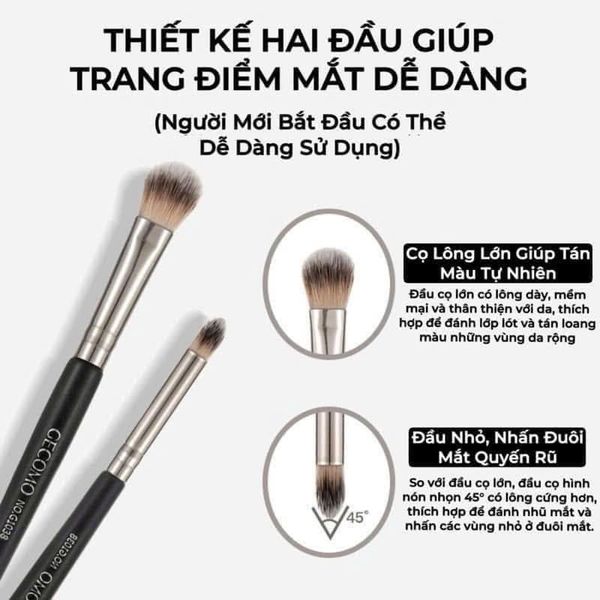 GECOMO Cọ Trang Điểm Mắt 2 Đầu #G1038