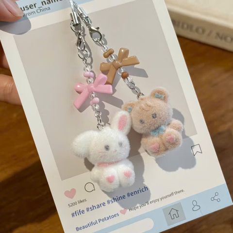 Móc khóa gấu thỏ phủ lông