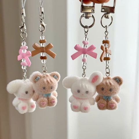 Móc khóa gấu thỏ phủ lông