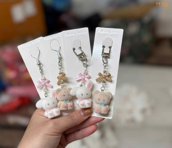 Móc khóa gấu thỏ phủ lông