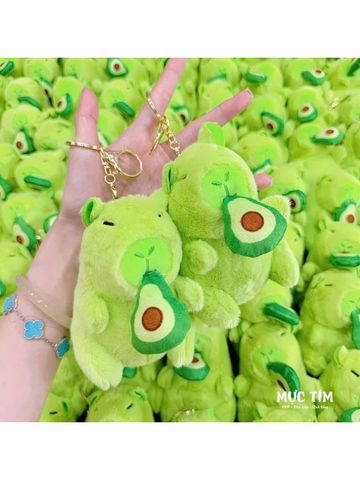 Móc khóa capy xanh rút mũi bơ