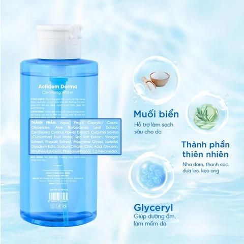 Nước Tẩy Trang Không Cay Mắt Actidem Derma Cleansing Water 500ml