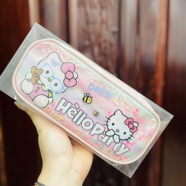 Túi bút kim tuyến Kitty có hộp
