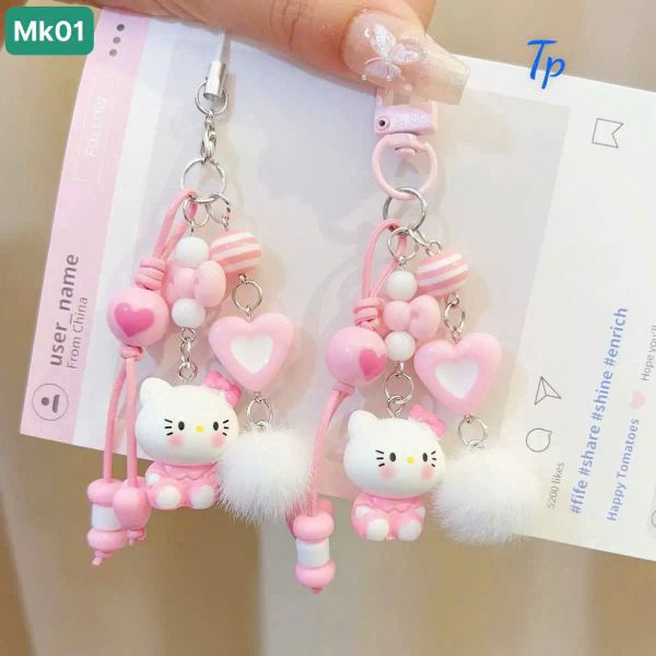 Móc treo kitty hồng cục bông