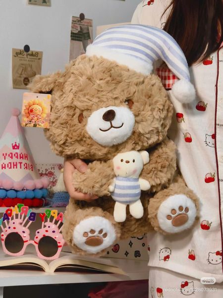 Teddy gấu ôm thỏ đội mũ - 40cm
