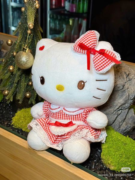 Hello Kitty váy kẻ nơ đỏ 45cm
