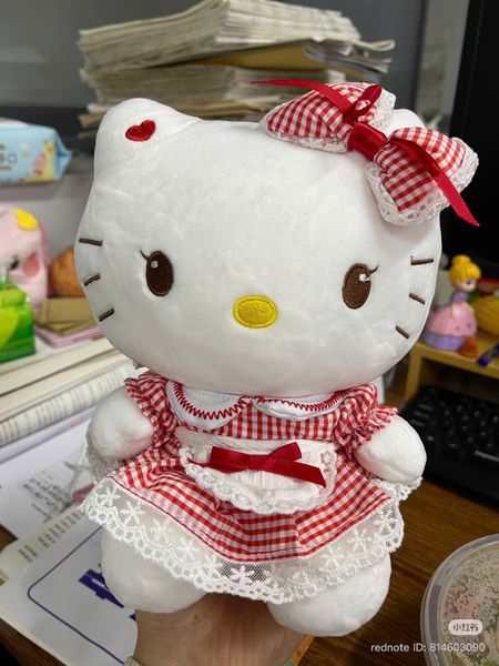Hello Kitty váy kẻ nơ đỏ 45cm