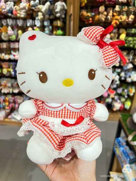 Hello Kitty váy kẻ nơ đỏ 45cm