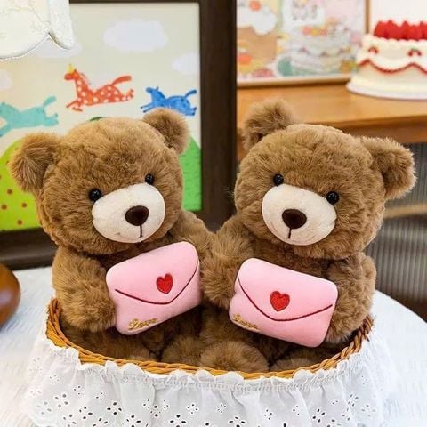 Hộp quà tim và Teddy thiệp 35cm