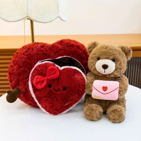 Hộp quà tim và Teddy thiệp 35cm