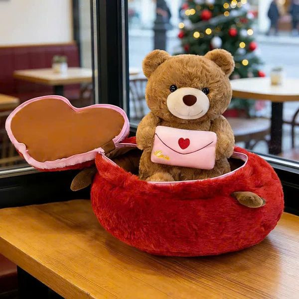 Hộp quà tim và Teddy thiệp 35cm