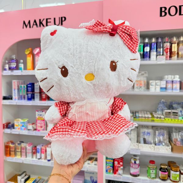 Hello Kitty váy kẻ nơ đỏ 45cm