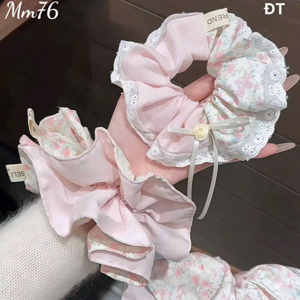 Scrunchies hoa hồng nhí 2 lớp mm76