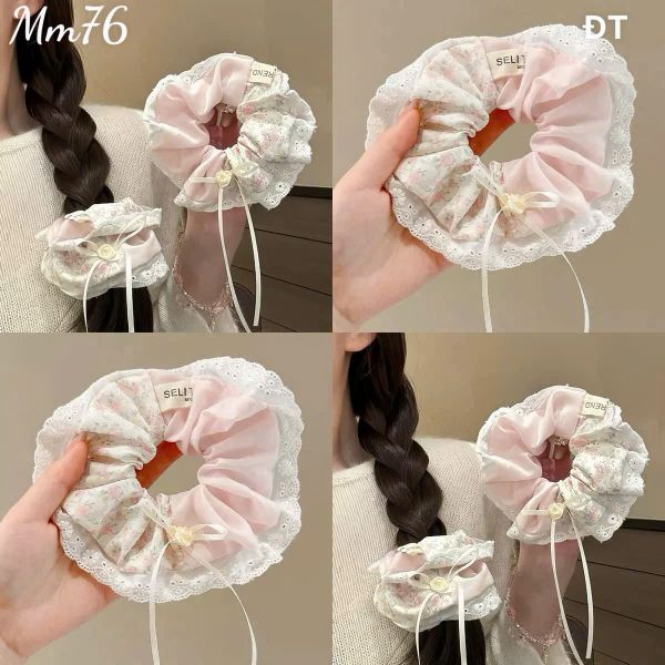 Scrunchies hoa hồng nhí 2 lớp mm76