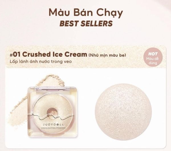 JUDYDOLL Phấn Bắt Sáng Màu Sắp Lấp Lánh Quyến Rũ Highlighting Powder - 01 Kem sáng