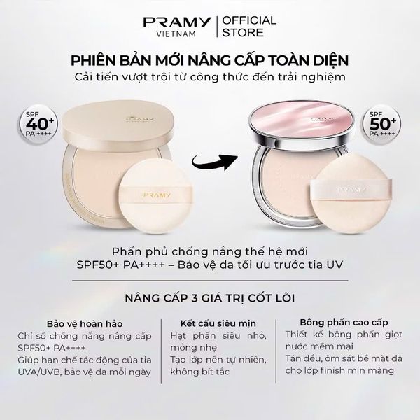 Phấn Phủ Dạng Nén Chống Nắng Kiểm Soát Dầu Pramy Spf40 Pa+++ Sunscreen Pressed Powder 7g