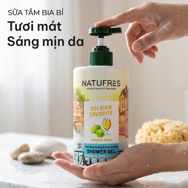 Sữa Tắm Thơm Tươi Mát Chiết Xuất Bia Bỉ NATUFRES Belgian Favorite