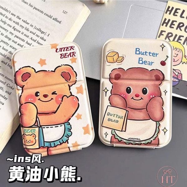 Gương da gấp gọn cún cute