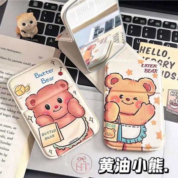 Gương da gấp gọn cún cute