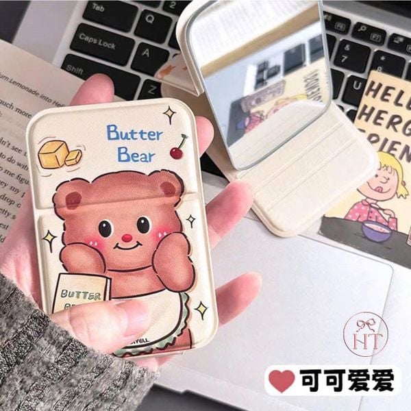 Gương da gấp gọn cún cute