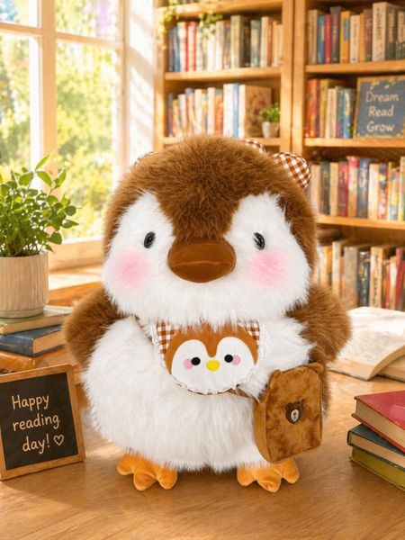 Chim cánh cụt nâu đeo túi chéo, đeo yếm - 60cm