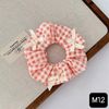 Scrunchies caro 2 màu đính 3 nơ trai M12