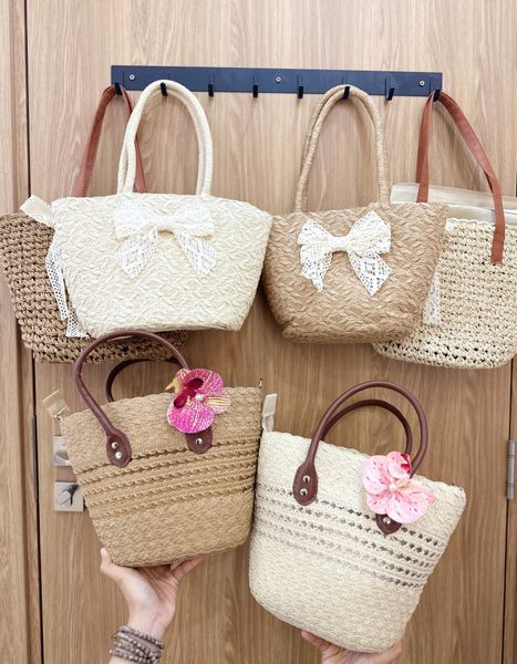 Túi cói size nhỡ + nơ giữa (dây cói)