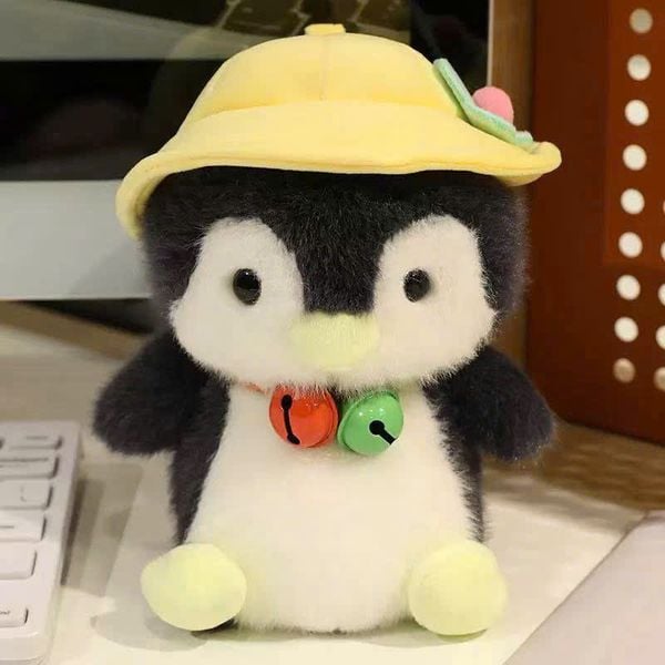 Gấu Bông con vật đội mũ vàng nơ, đeo chuông 25cm m28