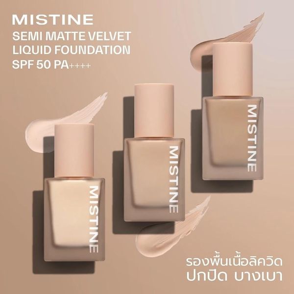 Kem nền che khuyết điểm, kiềm dầu dạng lỏng chính hãng Thái Lan Mistine Semi Matte Velvet Liquid Foundation 35g