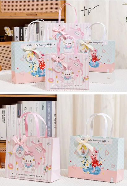 Túi quà giỏ xách thắt nơ NGANG - size trung 24.5x19.5x9.5cm