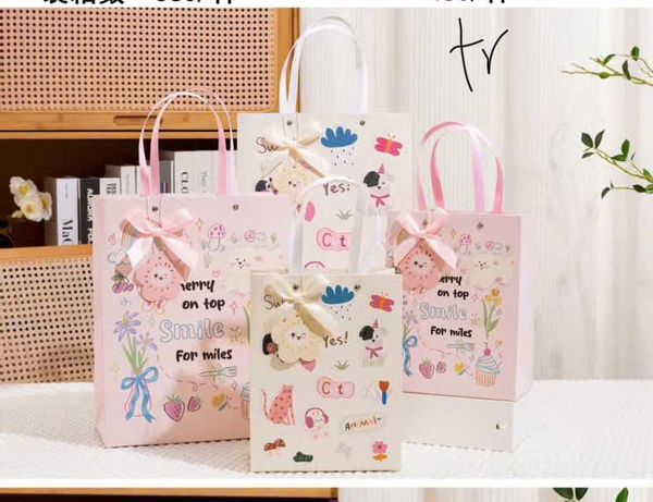 Túi quà giỏ xách thắt nơ DỌC - size trung 24.5x19.5x9.5cm