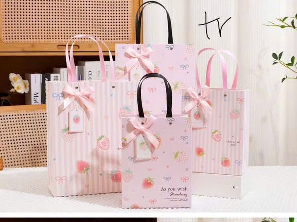 Túi quà giỏ xách thắt nơ DỌC - size trung 24.5x19.5x9.5cm