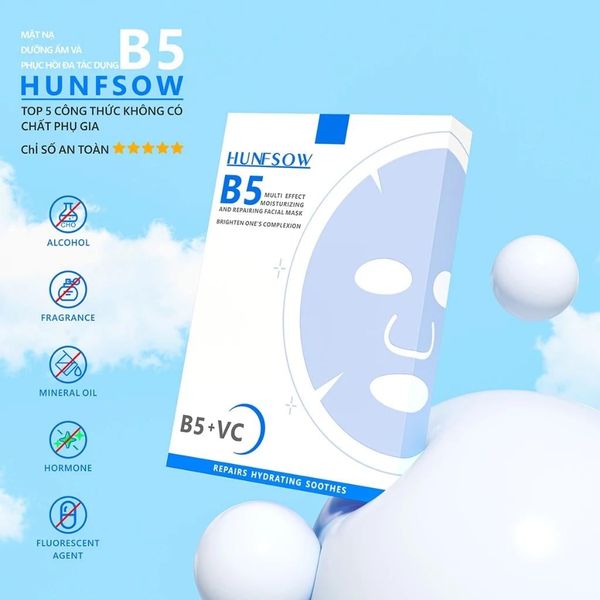 Mặt Nạ Giấy HUNFSOW Hyaluronic Acid B5 Moisturizing & Repairing Mask 30ml Dưỡng Ẩm Làm Sáng Da