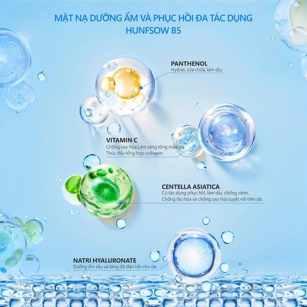 Mặt Nạ Giấy HUNFSOW Hyaluronic Acid B5 Moisturizing & Repairing Mask 30ml Dưỡng Ẩm Làm Sáng Da