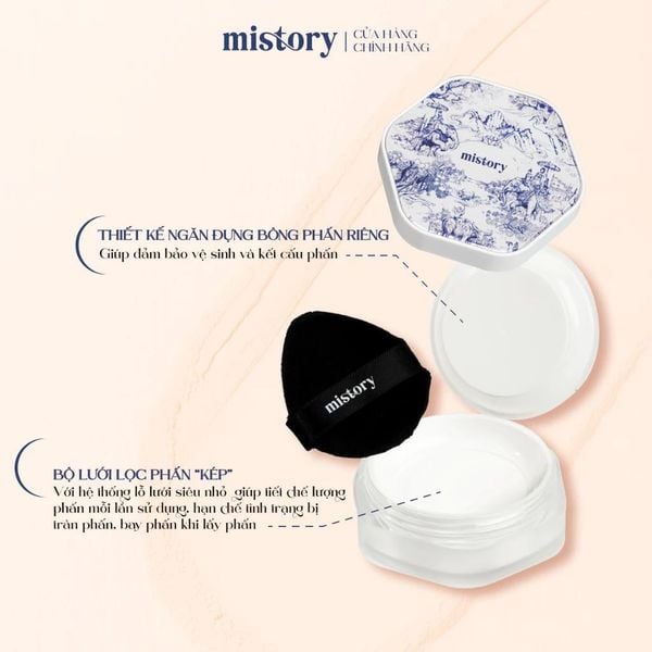 Phấn Phủ Bột Lụa mỏng mịn, hạn chế mốc nền, kiểm soát dầu 8H Mistory 9g