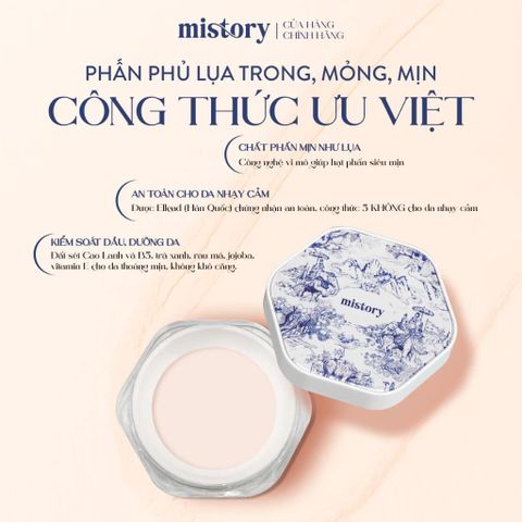 Phấn Phủ Bột Lụa mỏng mịn, hạn chế mốc nền, kiểm soát dầu 8H Mistory 9g