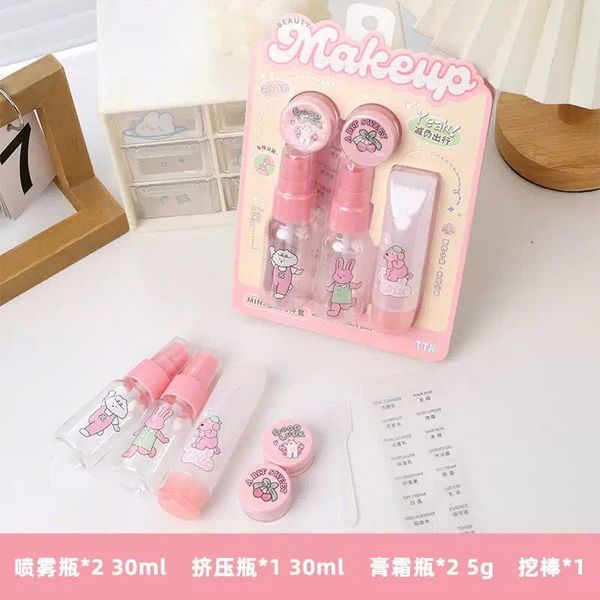 Bộ chiết mỹ phẩm cute xanh hồng 6 chi tiết