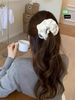 Scrunchies trắng đen thêu nơ