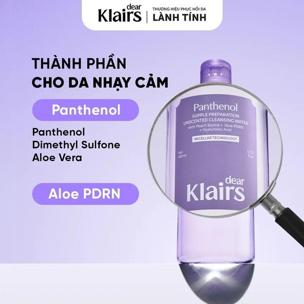 Nước Tẩy Trang Klairs Supple Preparation Unscented Cleansing Water 400ml