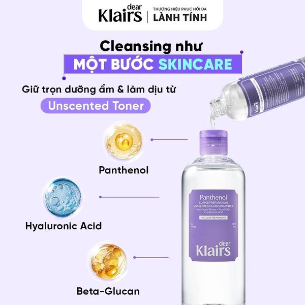 Nước Tẩy Trang Klairs Supple Preparation Unscented Cleansing Water 400ml