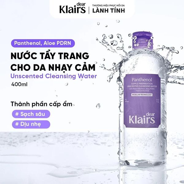 Nước Tẩy Trang Klairs Supple Preparation Unscented Cleansing Water 400ml