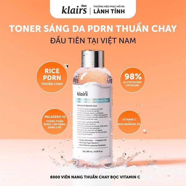Nước Hoa Hồng Klairs Freshly Juiced Vitamin Essence Toner 180mL