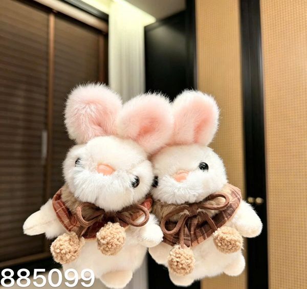 Móc khóa thỏ nơ 2 cục bông