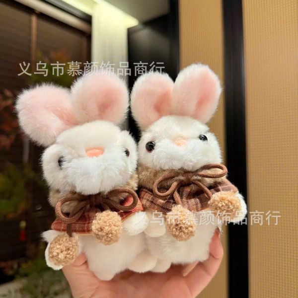 Móc khóa thỏ nơ 2 cục bông